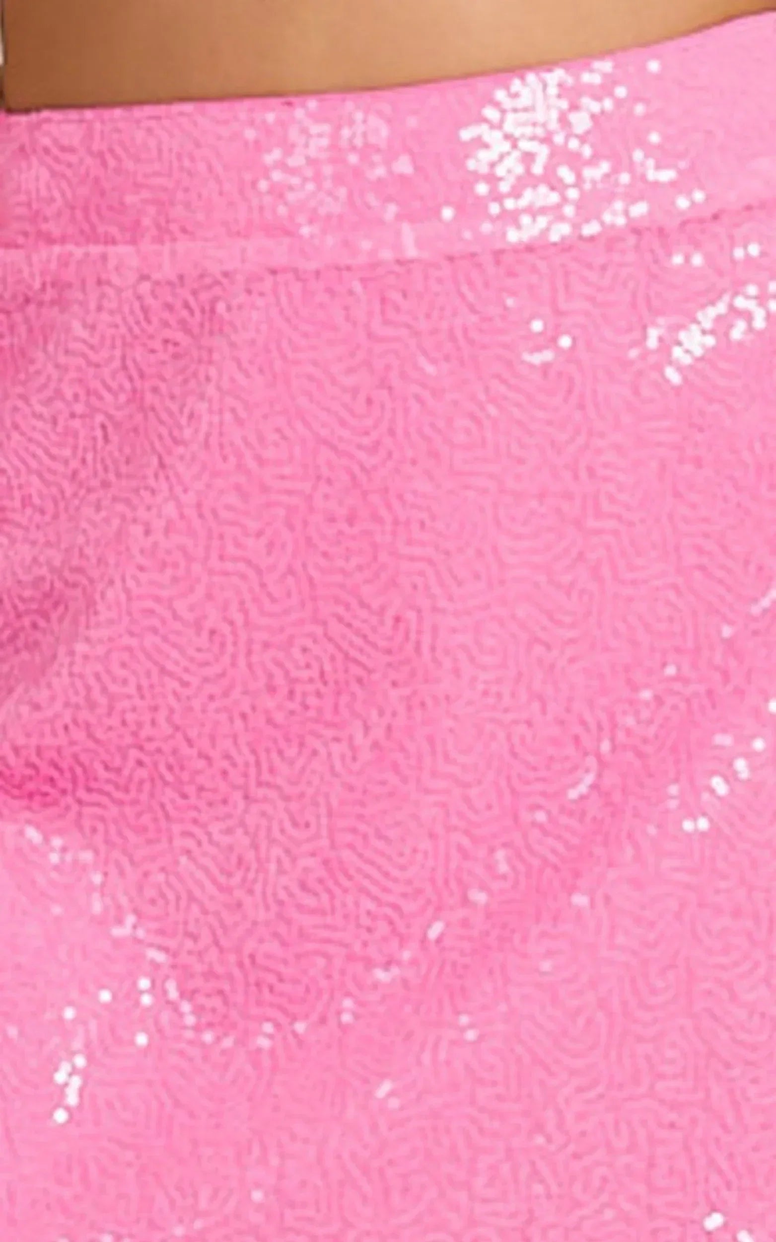 Elswyth Mini Skirt - Side Split Sequin Skirt in Pink