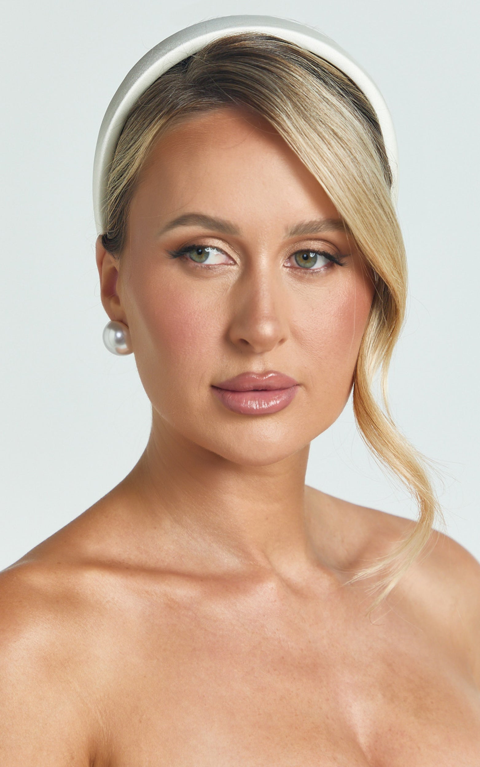 Caitlin Headband - Satin Headband in White