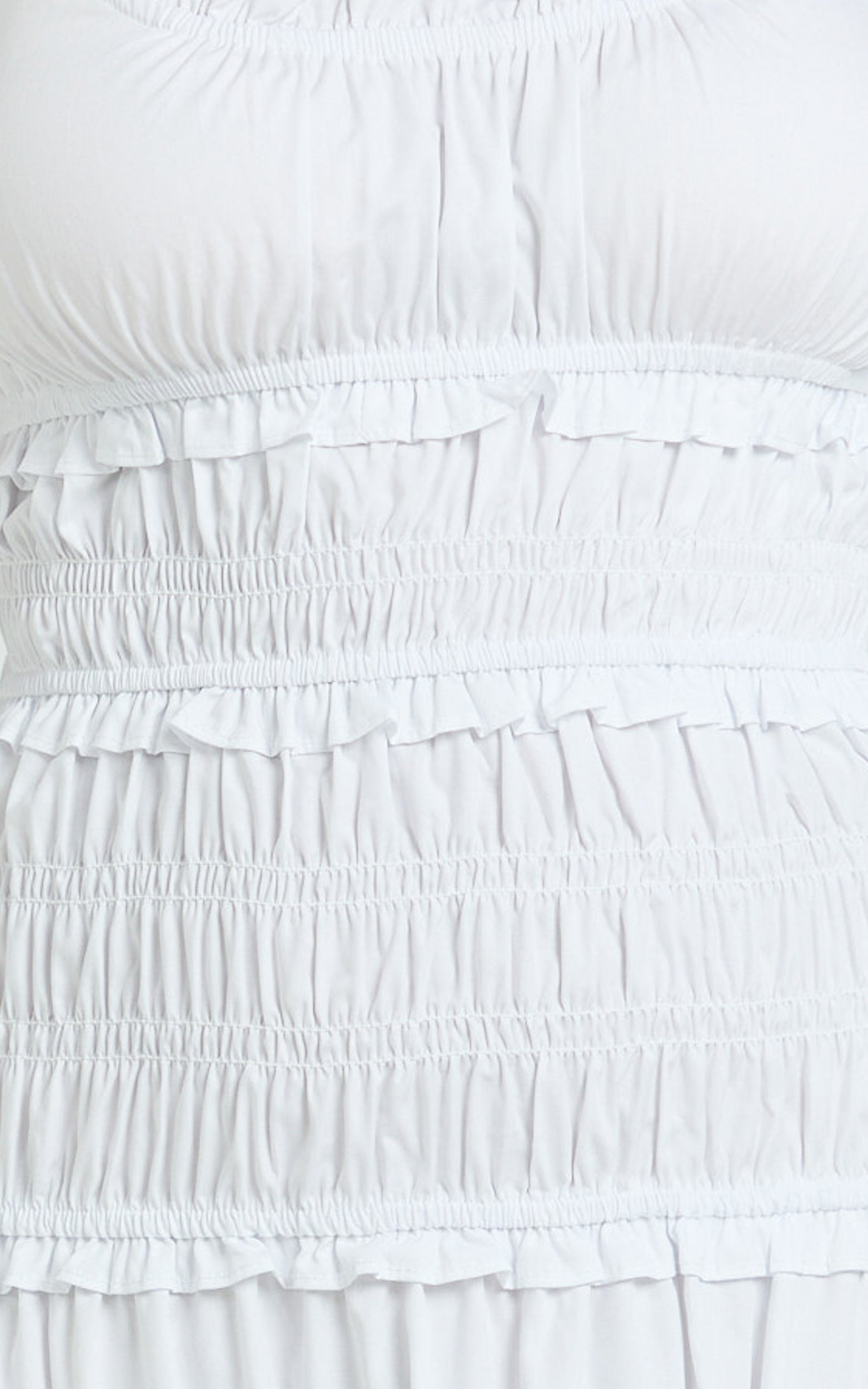 Cami Midi Dress - Rushed Bodice Dress in White