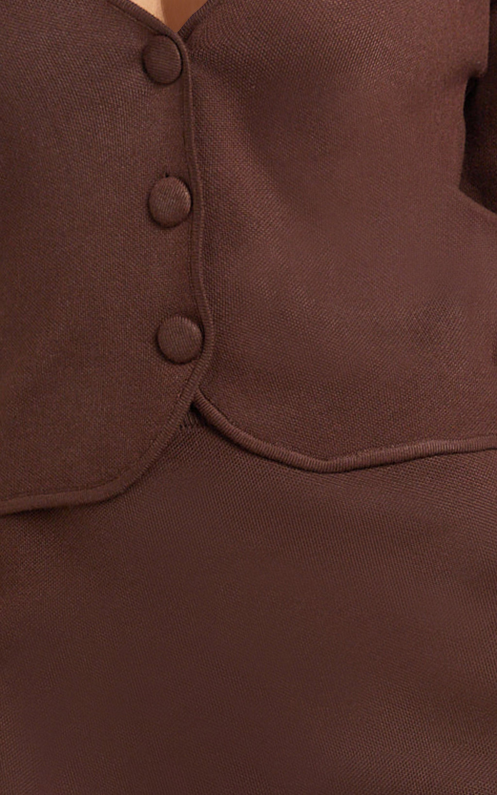 Charisse Two Piece Top and Skirt Set - Knit Cardigan And Mini Skirt in Chocolate