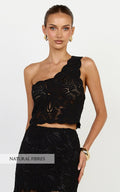 Charlene Top - Crochet One Shoulder Top in Black