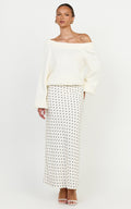Charlotte Maxi Skirt - Polka Dot Skirt in White & Black Polka Dots