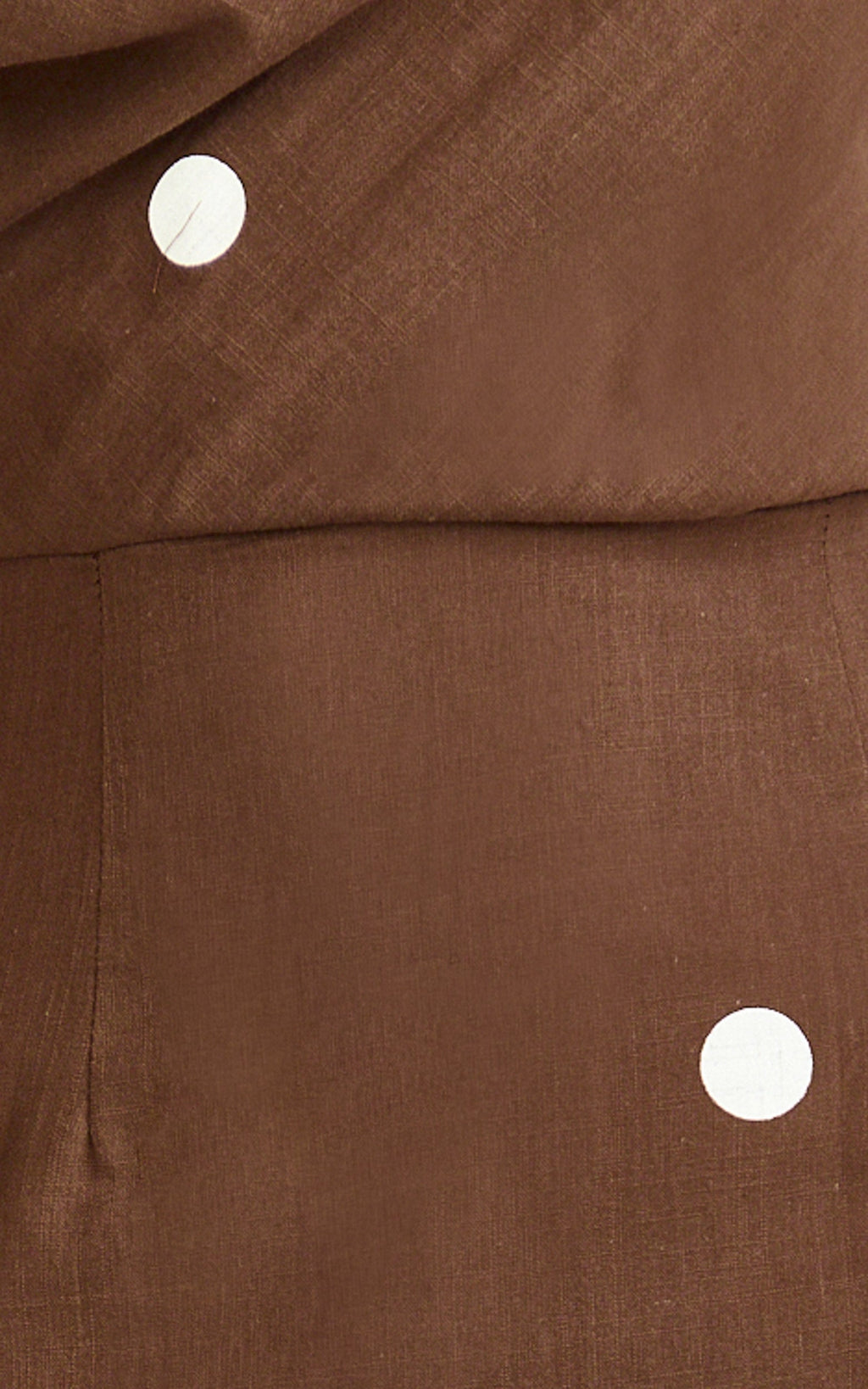 Cia Maxi Dress - Tipped Shoulder Linen Polkadot Dress in Chocolate