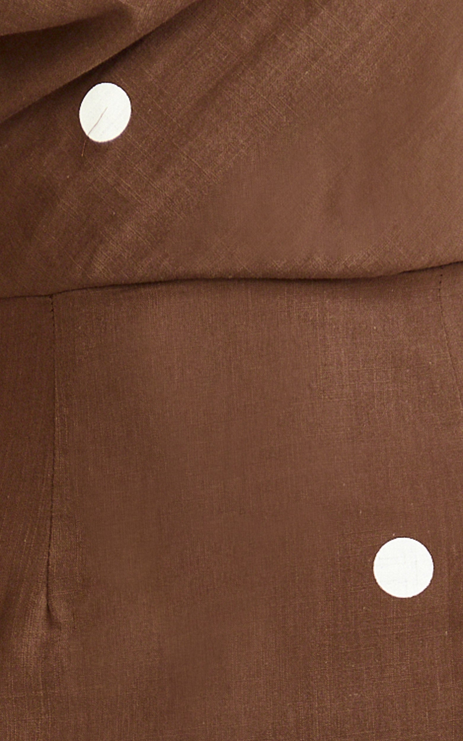 Cia Maxi Dress - Tipped Shoulder Linen Polkadot Dress in Chocolate