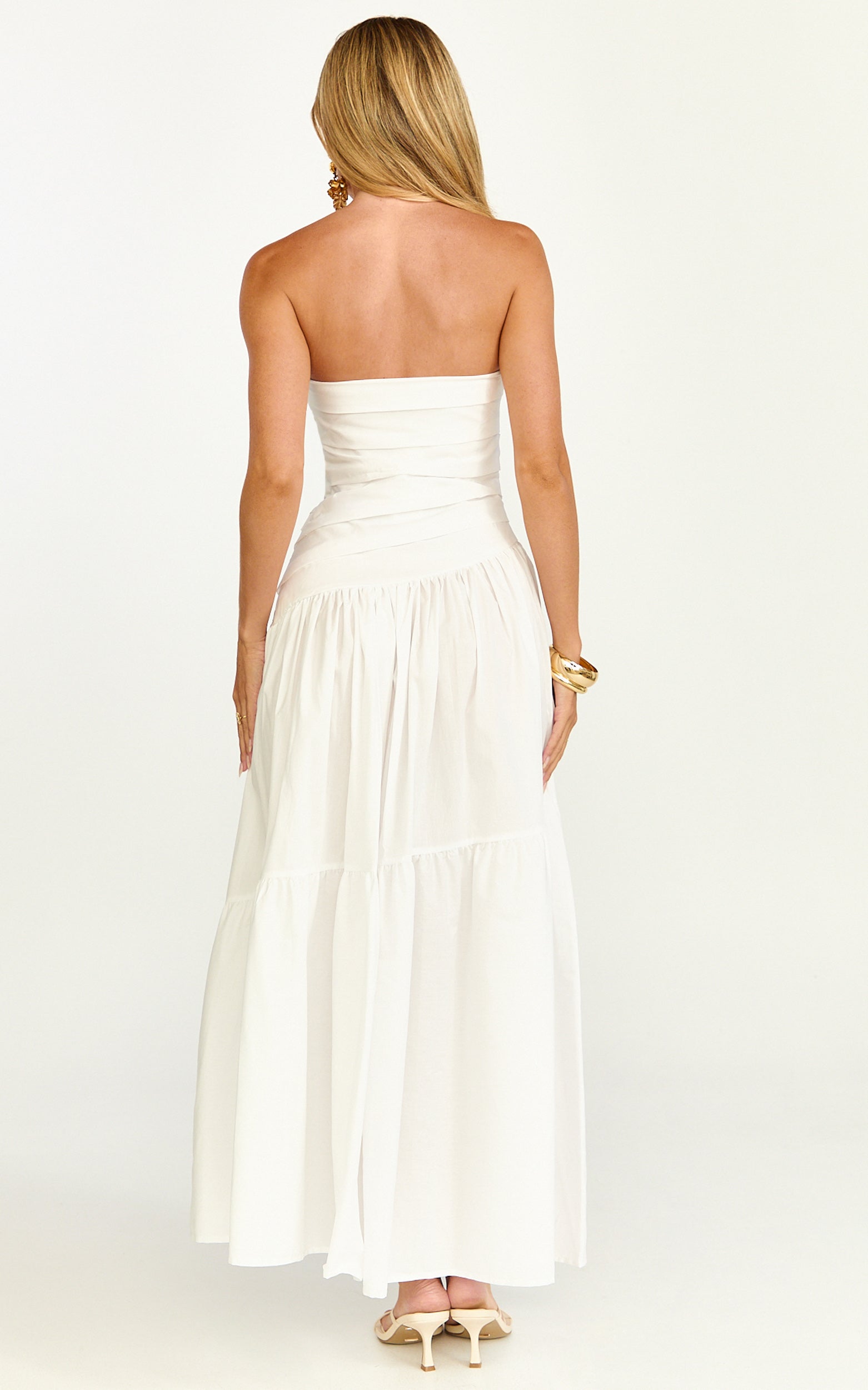 Cora Midi Dress - Strapless Dress in White
