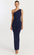 Criselda Maxi Dress - One Shoulder Maxi Dress in Navy