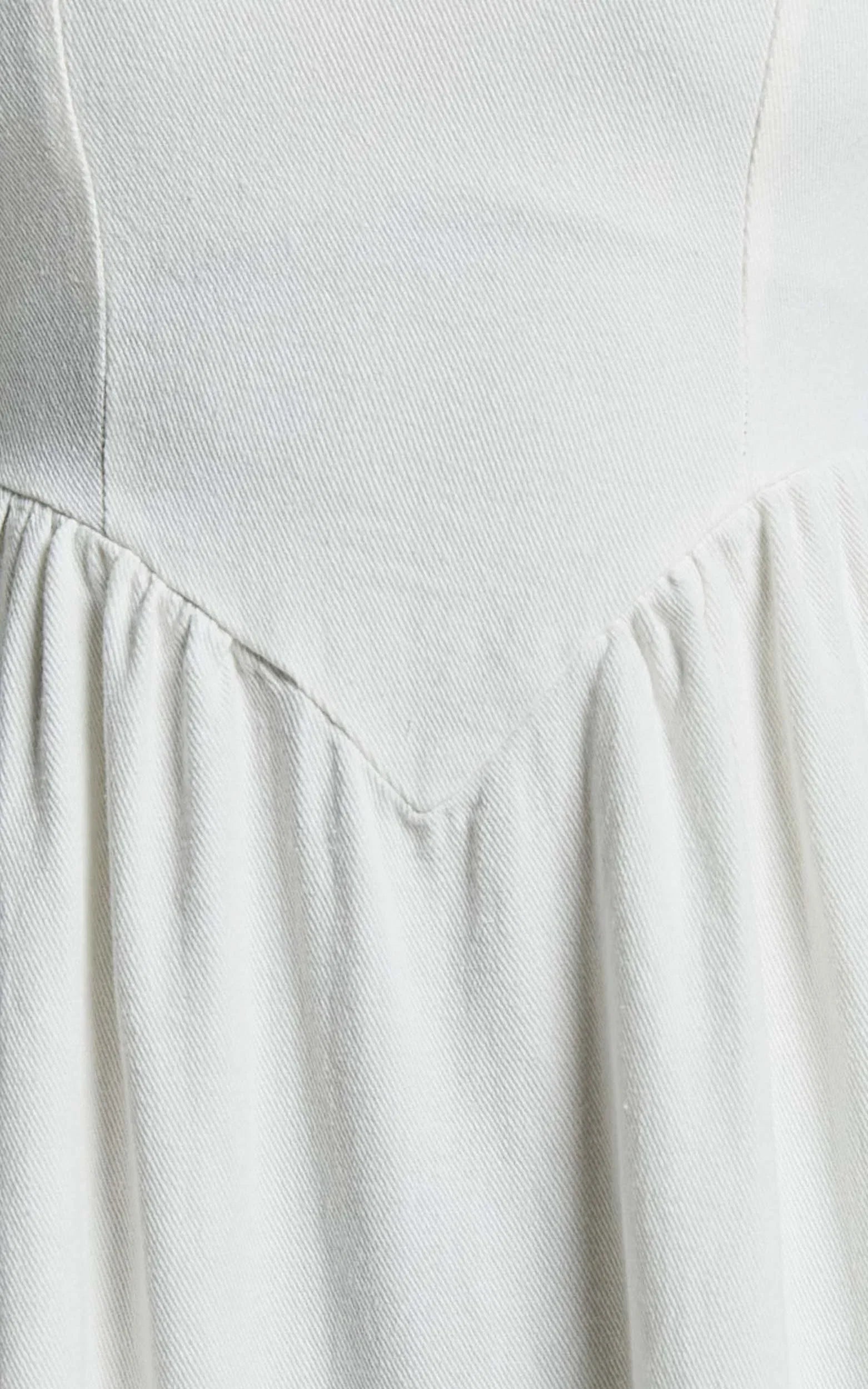 Rhaziya Midi Dress - Sleeveless Straight Neck Fit and Flare Dress in White