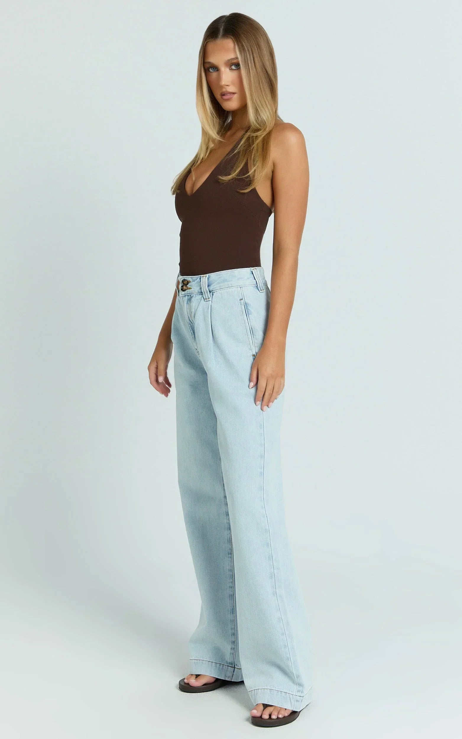 Fergie Jeans - Denim High Waisted Straight Leg Denim Jeans in Light Blue