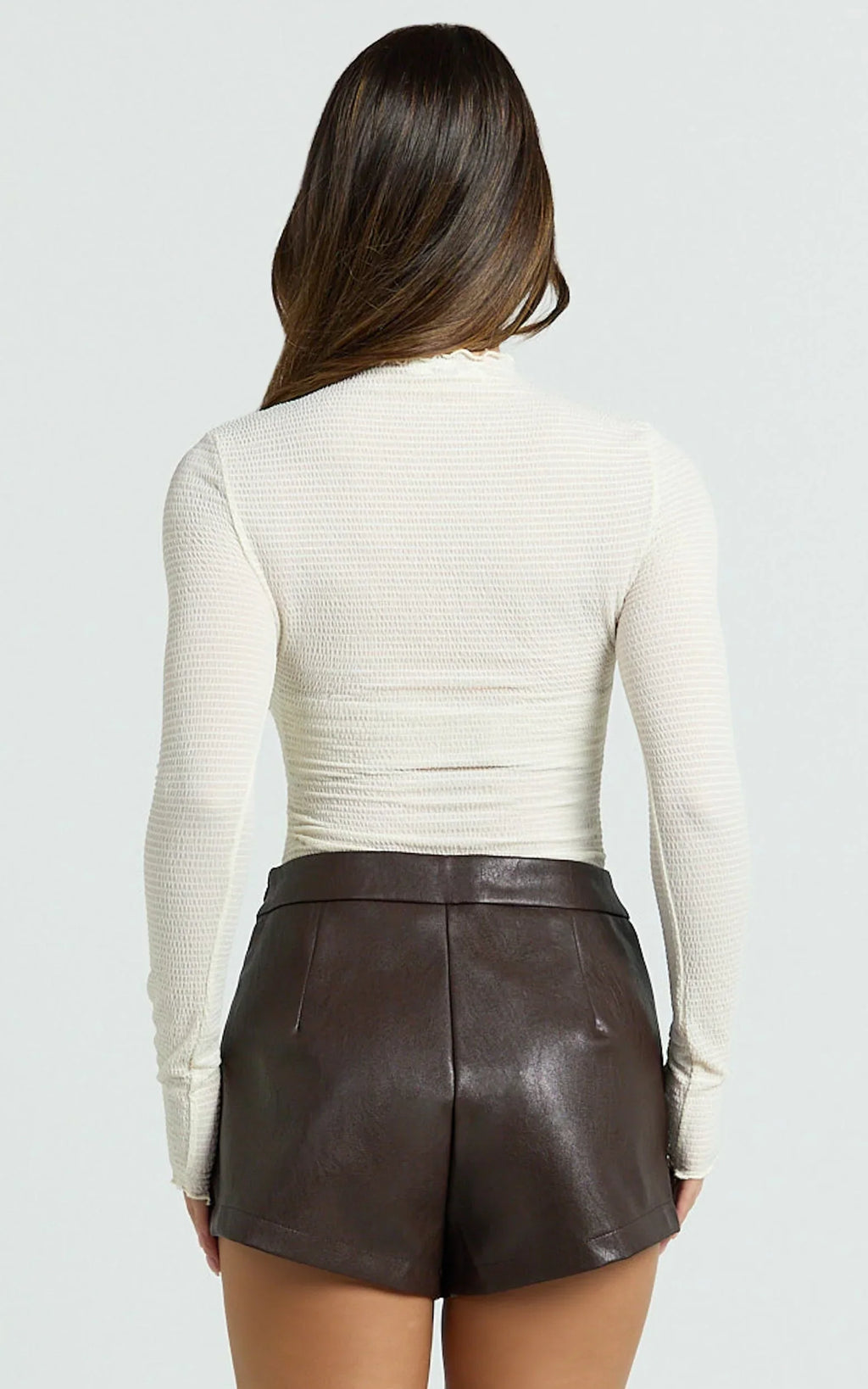 Rhialyn Top - Long Sleeve Sheer Top in Cream