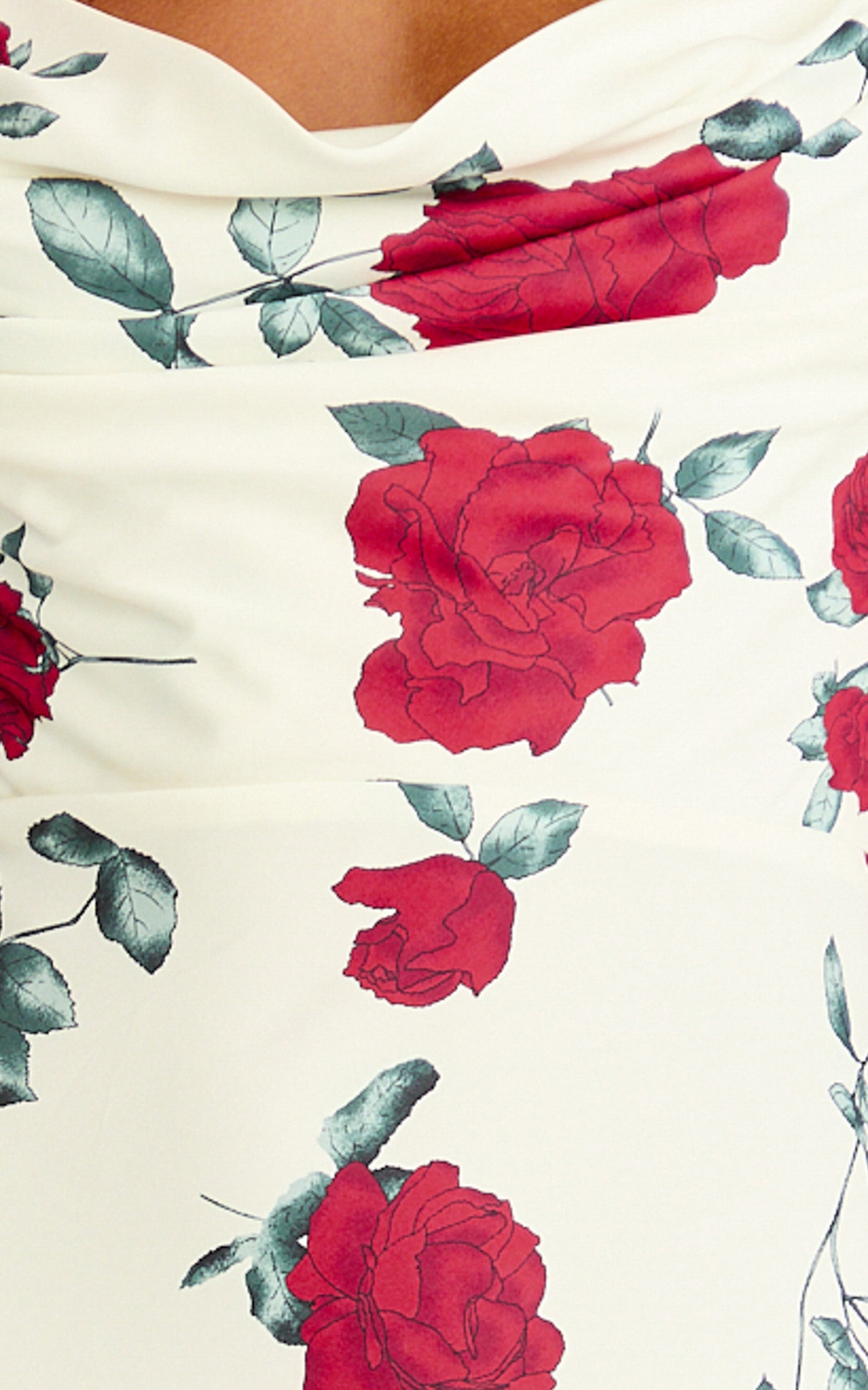 Dahlia Midi Dress - Cowl Neck A Line Dress in Scarlet Rose Print