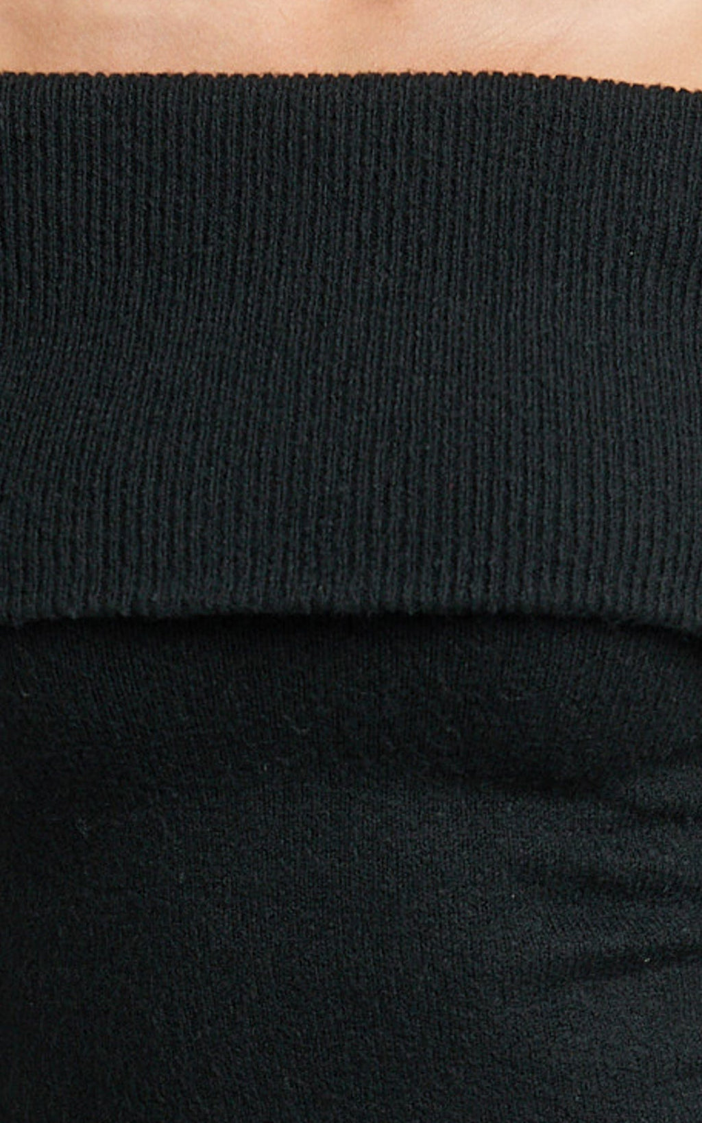 Darcie Top - Off Shoulder Long Sleeve Knitted Top in Black