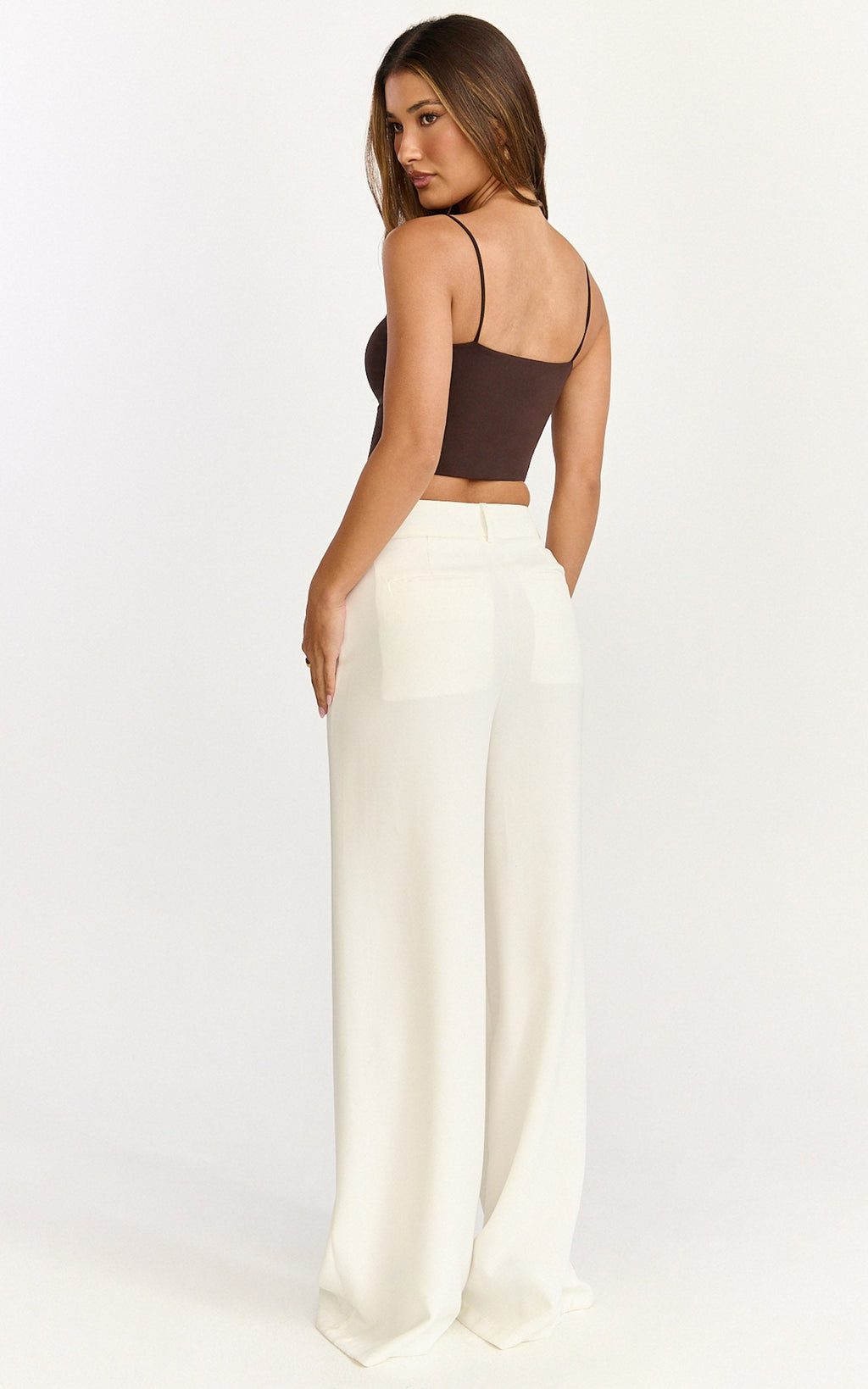 Delphine Top - Strap Straight Neck Top in Chocolate