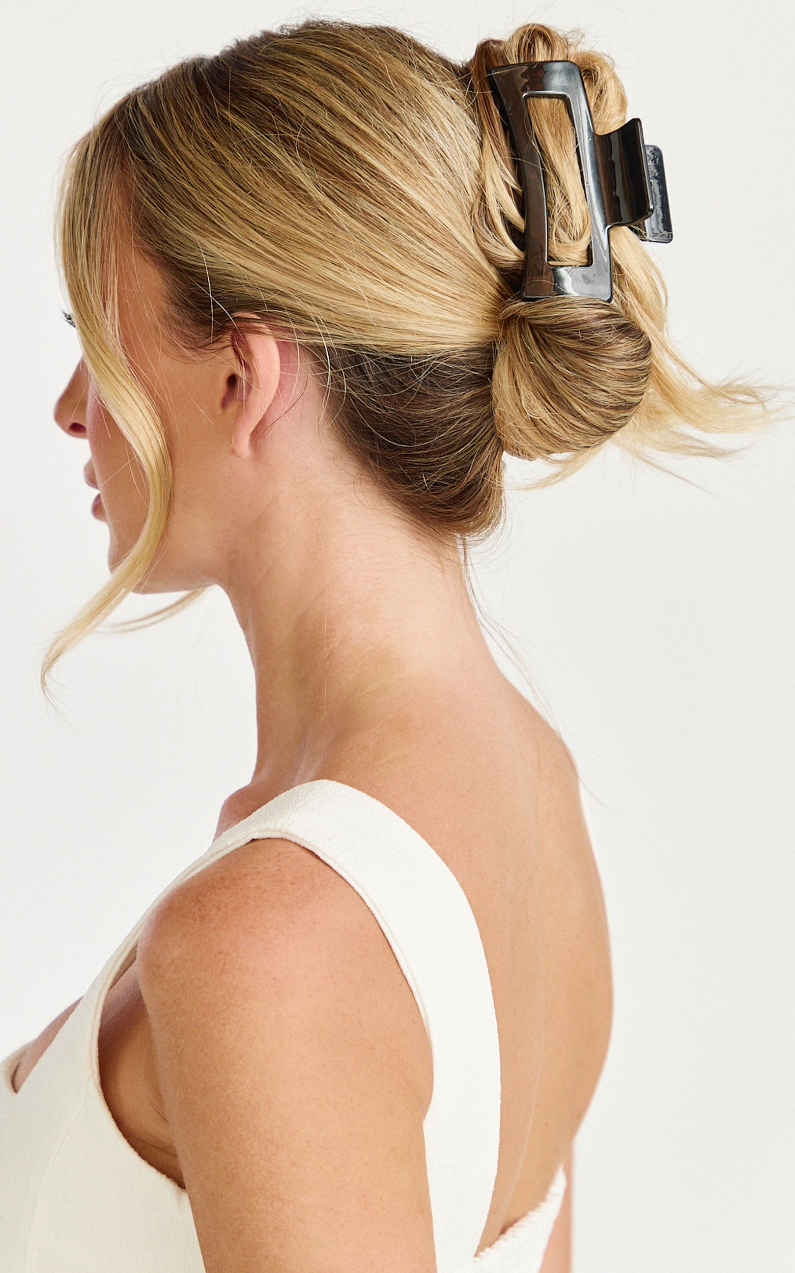 Demelza Hair Clip - Square Claw Clip in Black