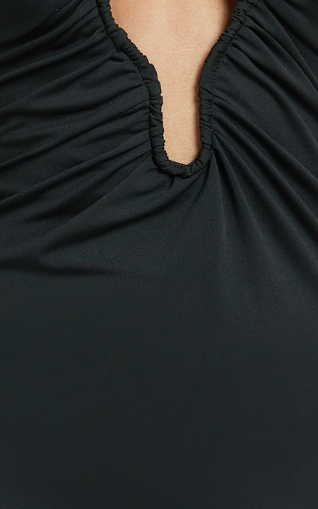 Denise Maxi Dress - Halter U Ruched Neck Cut Out Jersey Dress in Black