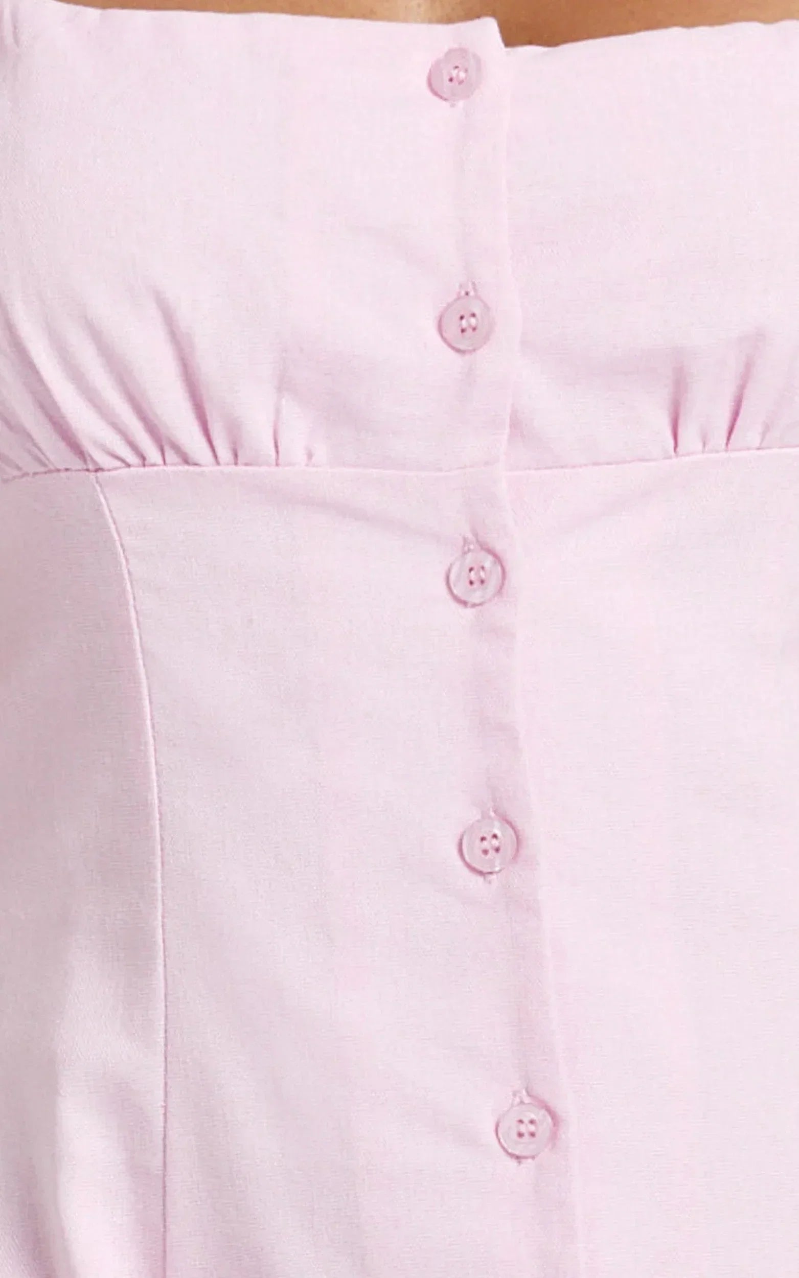 Cameron Midi Dress - Button Front Tie Back Dress in Pink