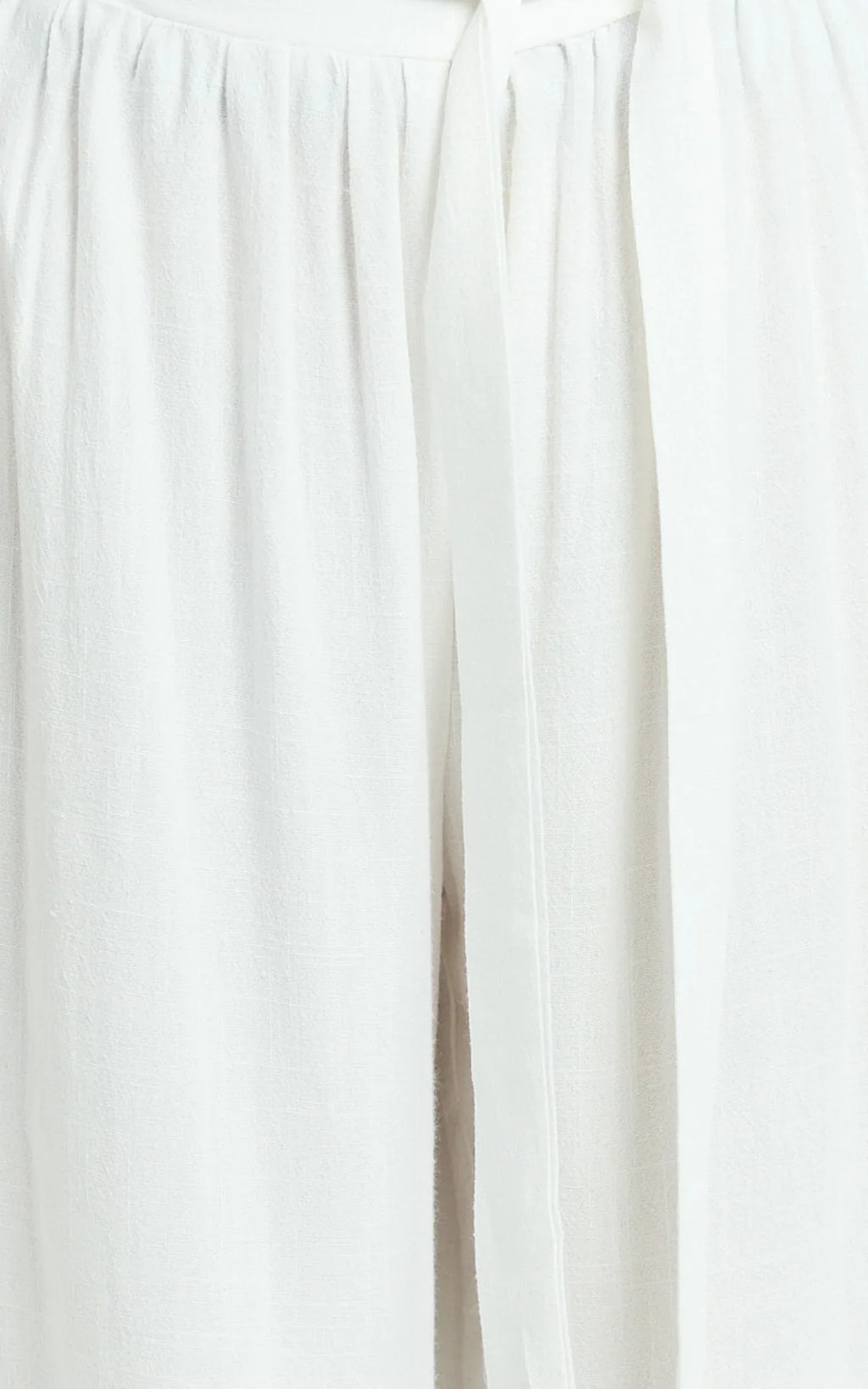 Kalli Pants - Linen Look Belted Wide Leg Relaxed Pants in White