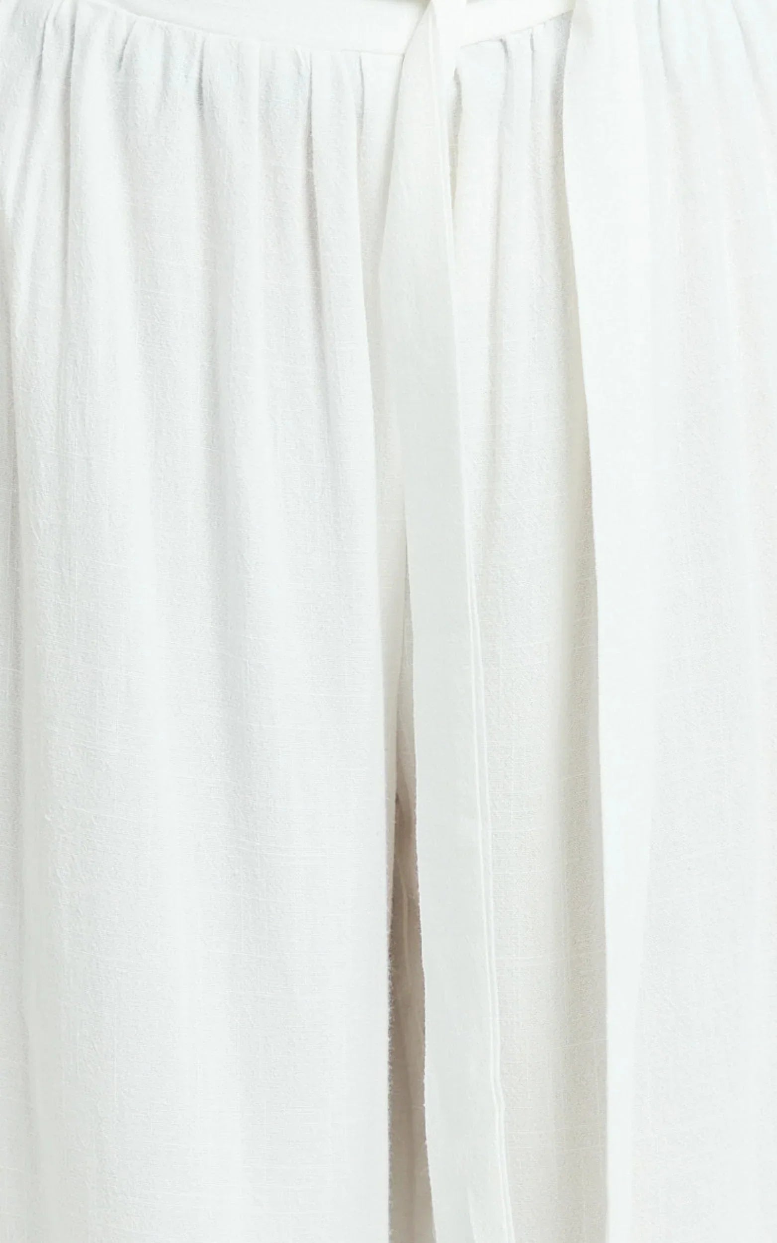 Kalli Pants - Linen Look Belted Wide Leg Relaxed Pants in White