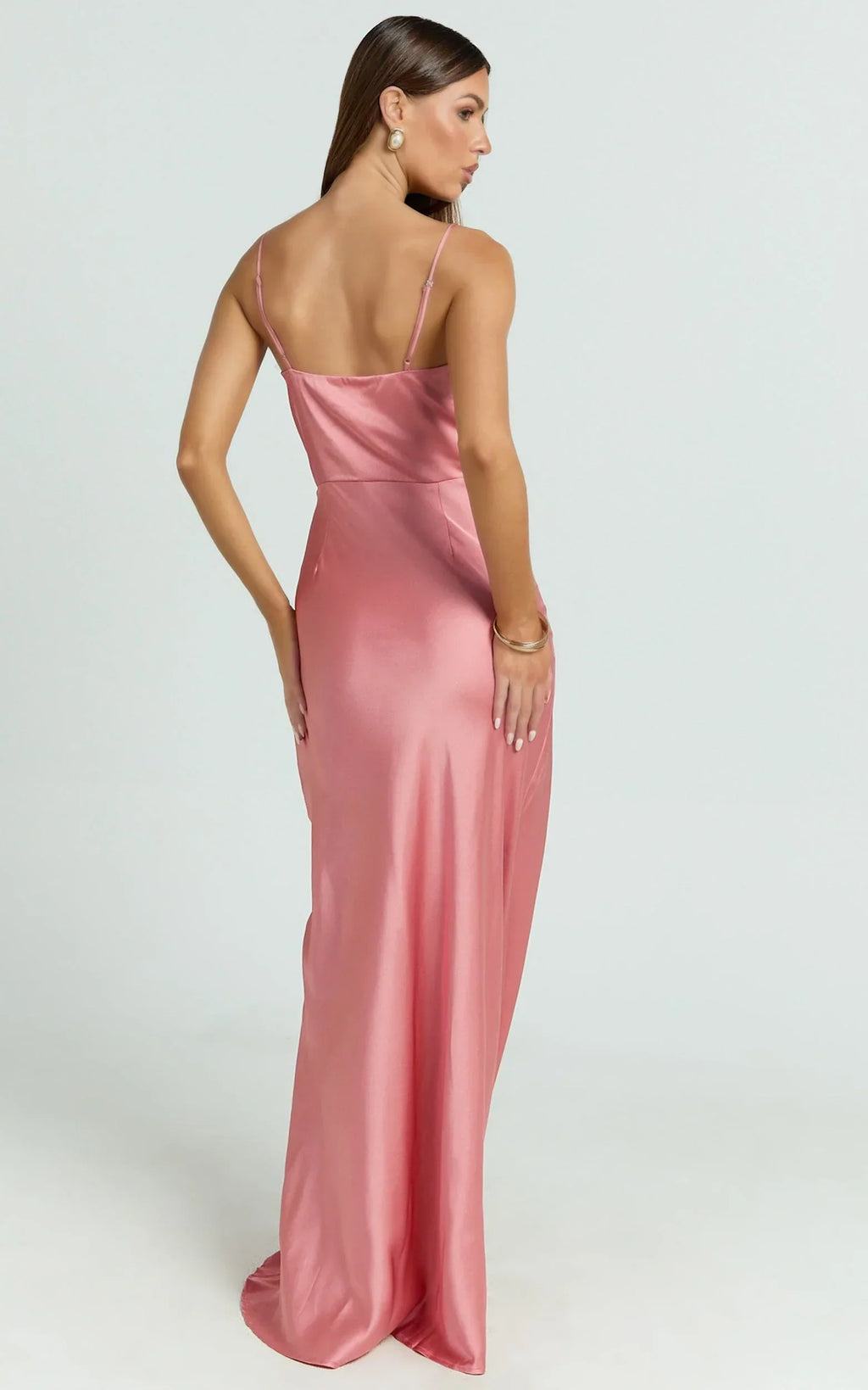 Quincy Maxi Dress - Satin Slip Dress in Pink