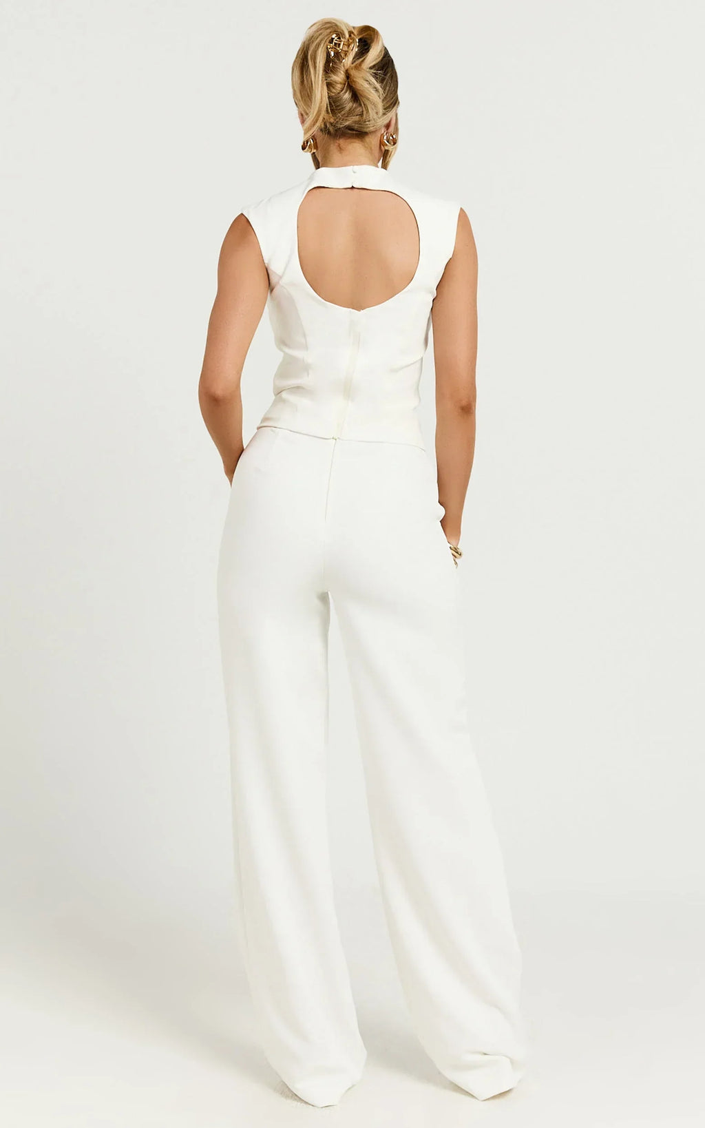 Paxton Pants - High Waisted Straight Leg Pants in Cream