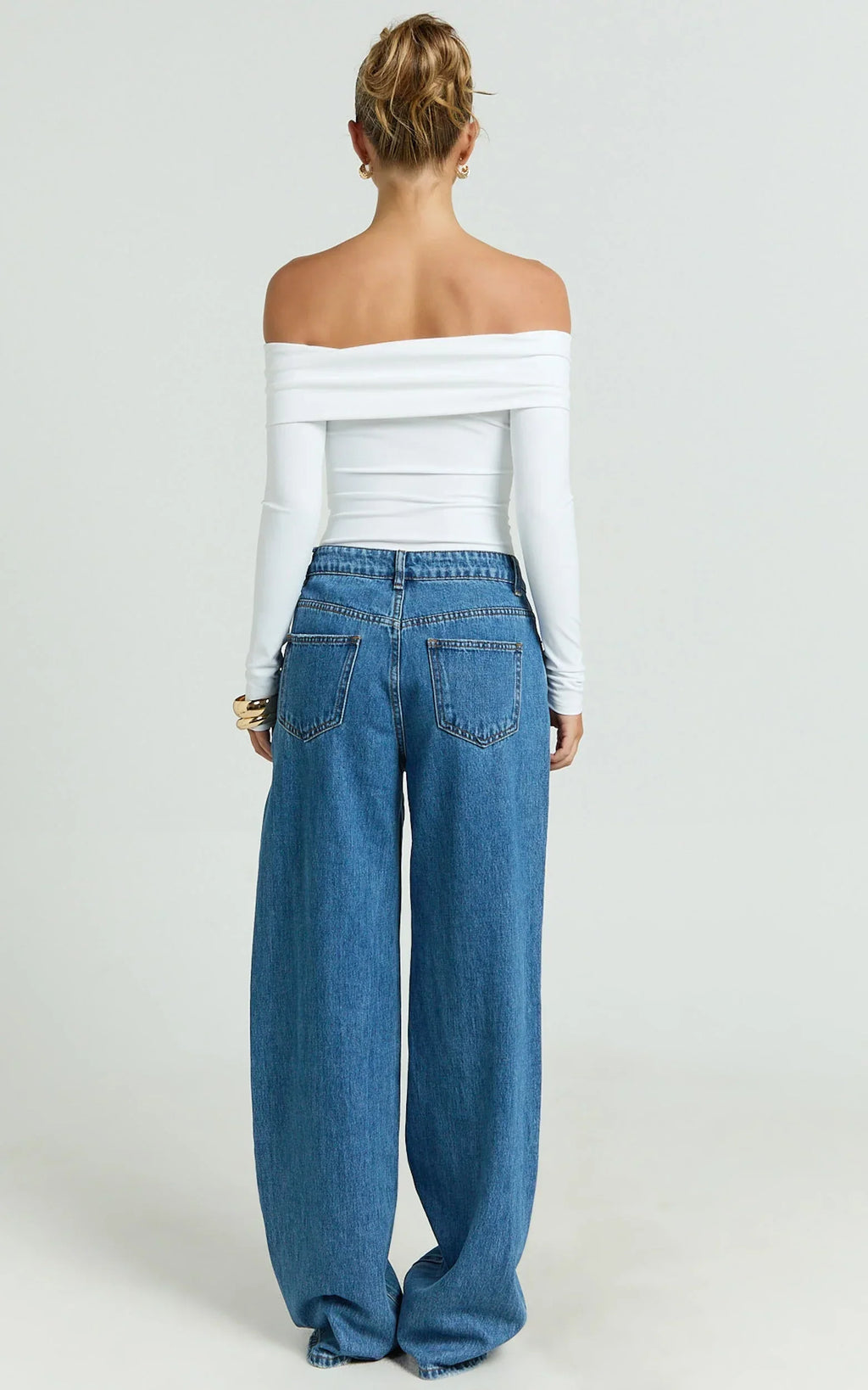 Estelle Jeans - Recycled Denim Low Rise Vintage Baggy Jeans in Dark Blue Wash