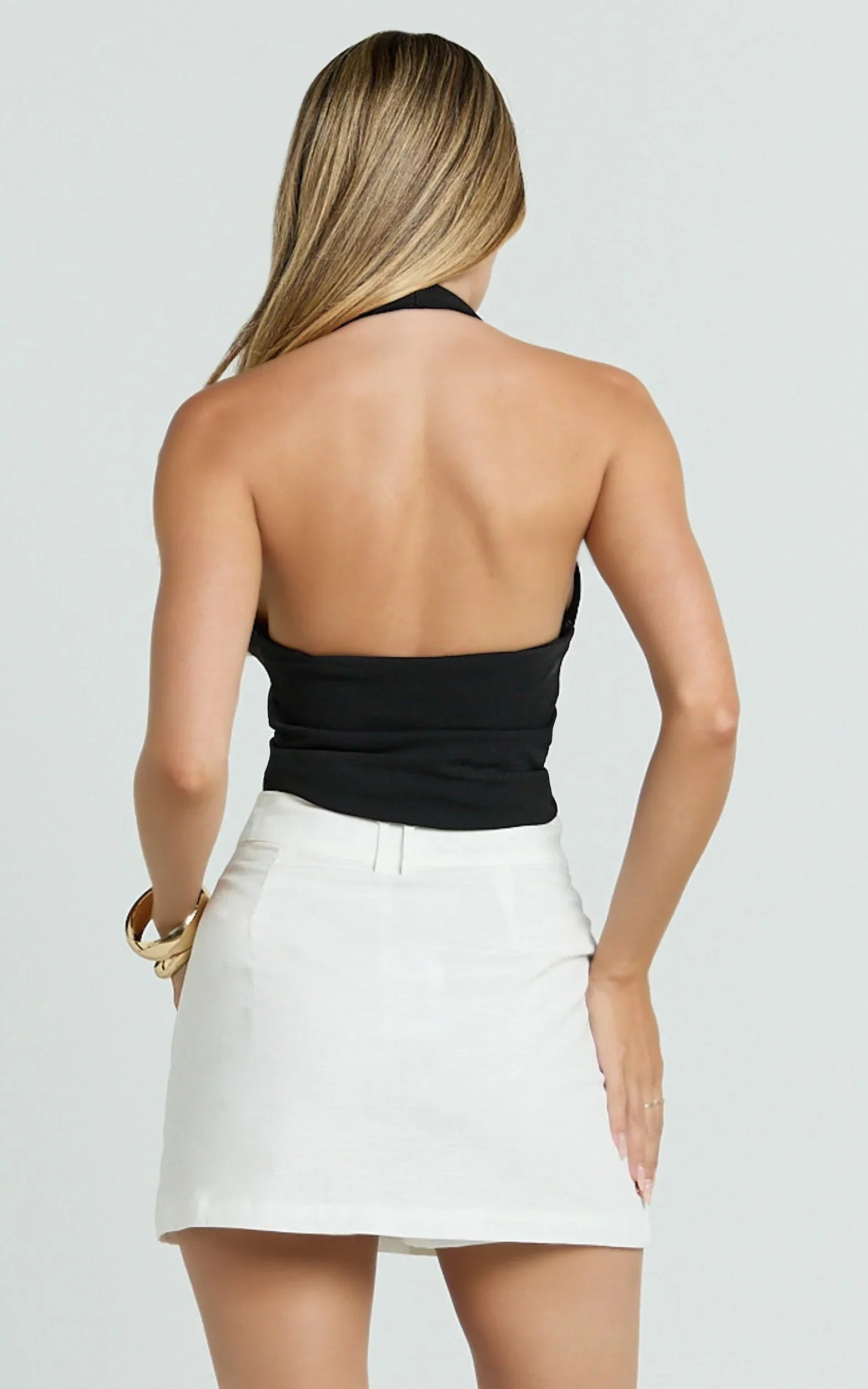Dream Linen Blend Skort - High Waisted A Line Skort in Off White