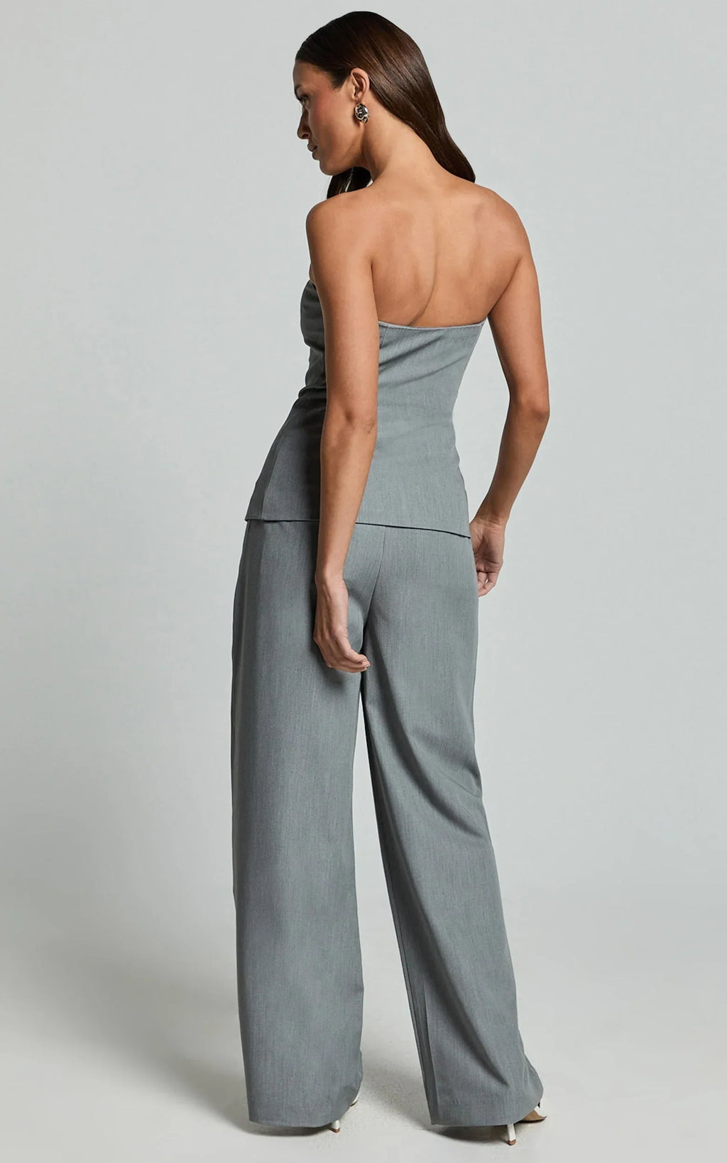 Hope Pants - Wide Leg Tailored Pants in Grey