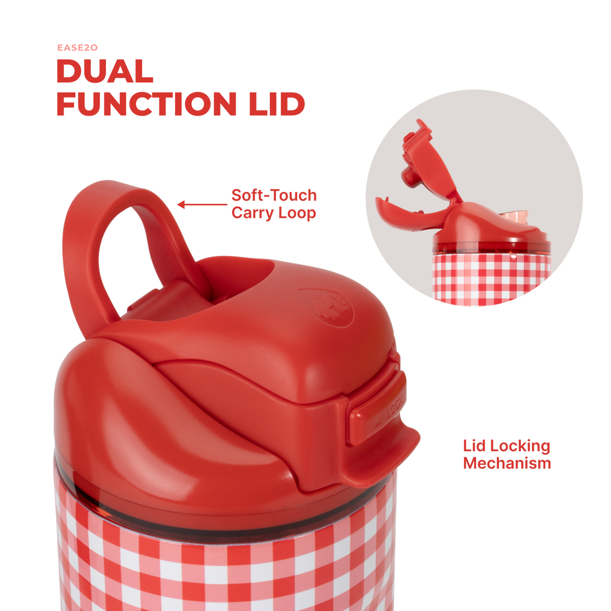 Summer Picnic Ease2o 32oz Dual-Function Lid with Soft-Touch Carry Loop