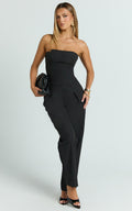 Ebby Jumpsuit - Strapless Barrel Leg Jumpsuit in Black