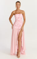 Electra Maxi Dress - Strapless Sequin Embellished  Dress in Soft Pink