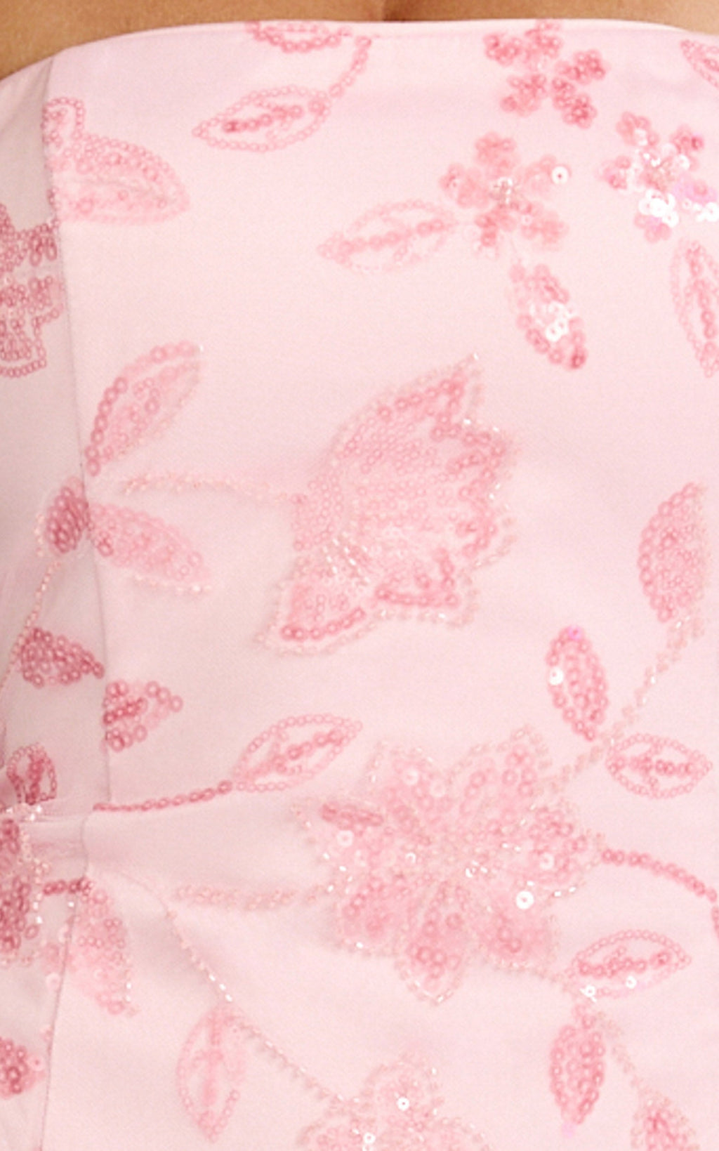 Electra Maxi Dress - Strapless Sequin Embellished  Dress in Soft Pink