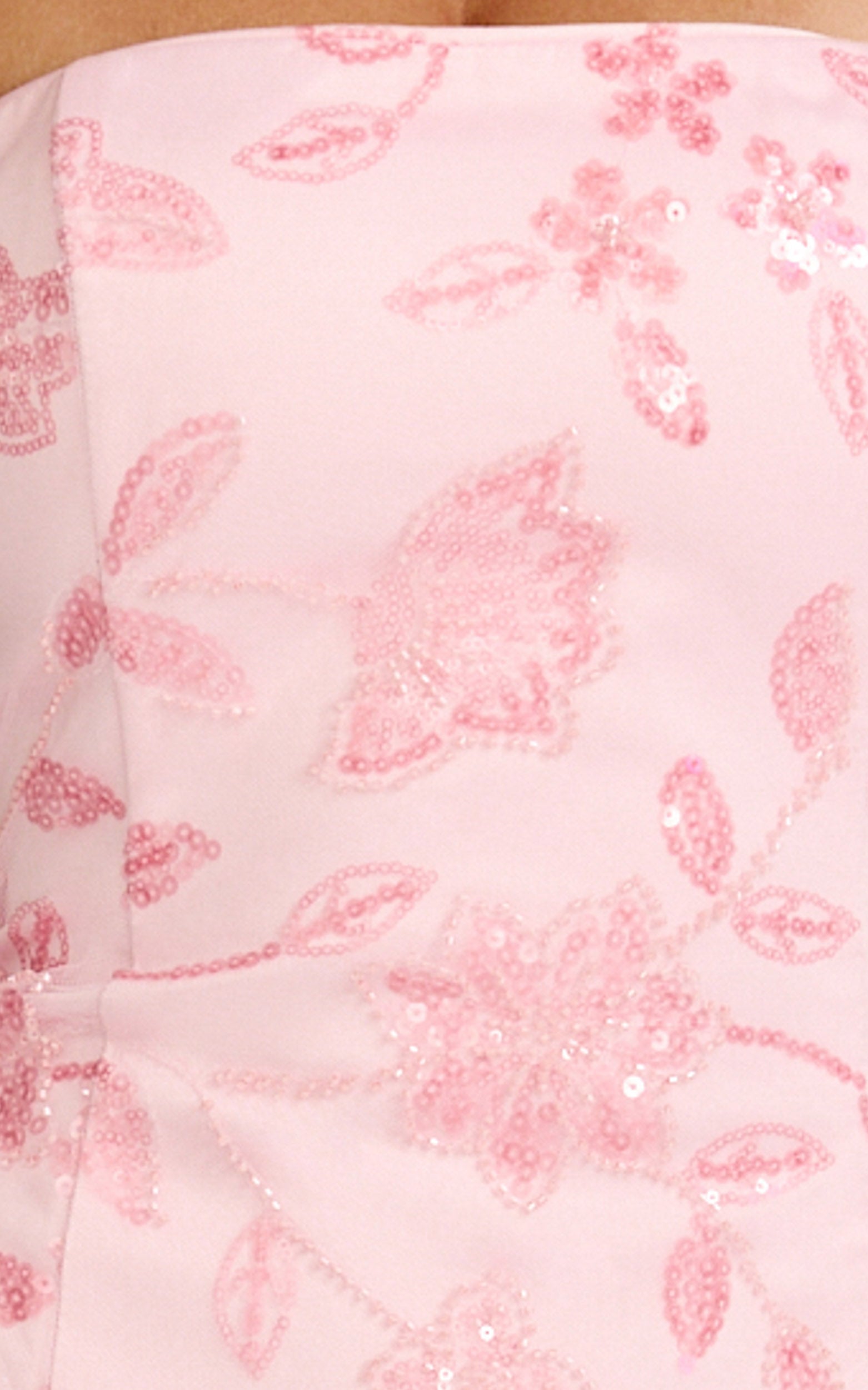 Electra Maxi Dress - Strapless Sequin Embellished  Dress in Soft Pink