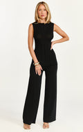 Elodie Two Piece Set - Rib Knit Top and Pant Set in Black