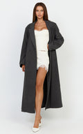 Eloise Coat - Oversized Longline Tailored Coat in Grey Marle