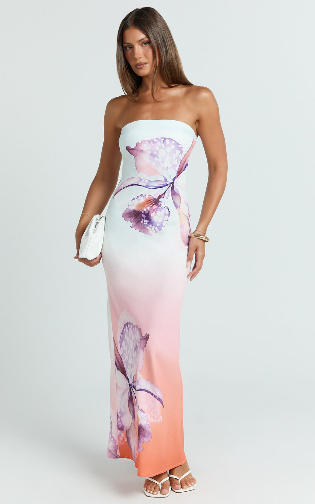 Elouise Maxi Dress - Strapless Dress in Orchid Ombre
