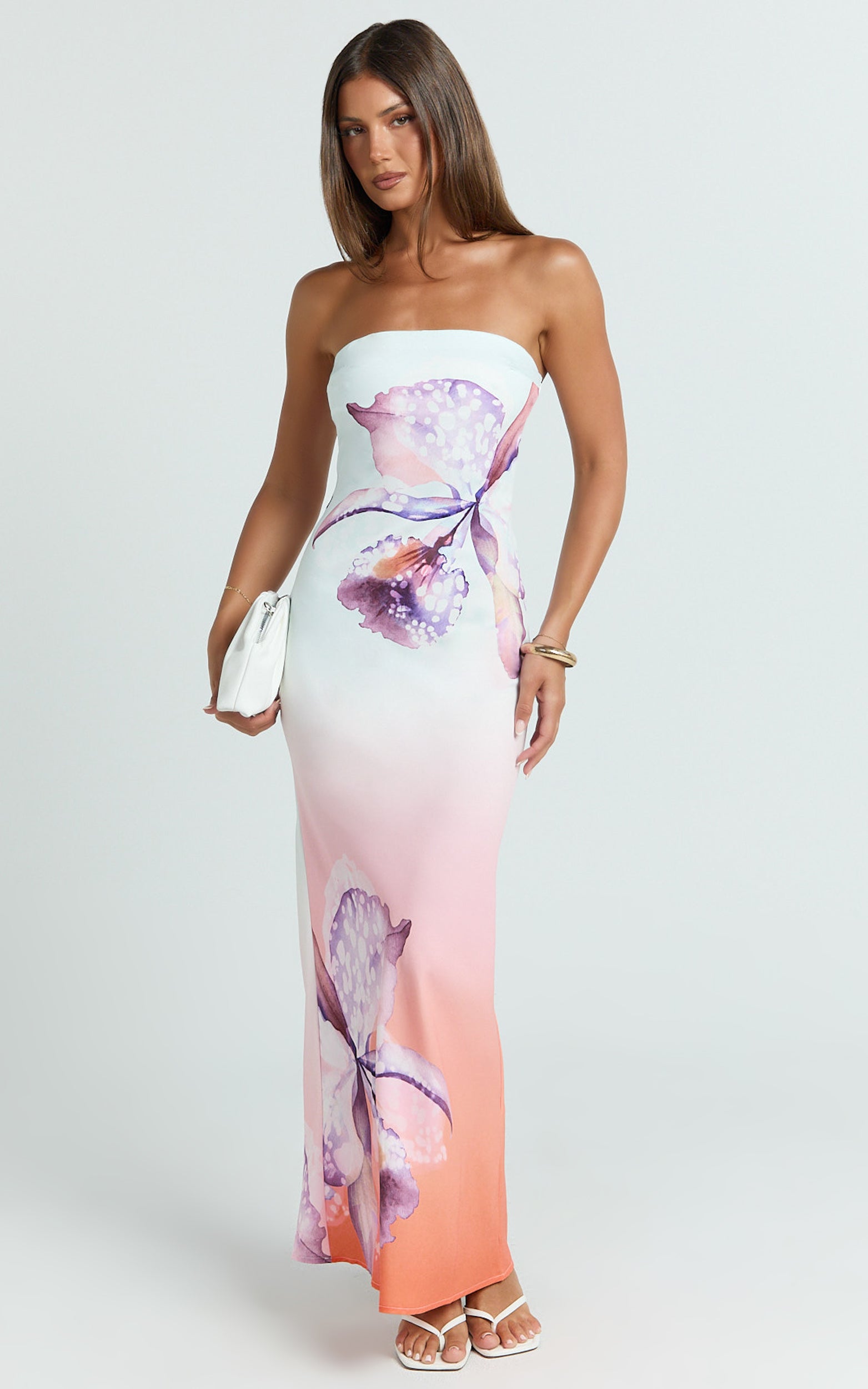 Elouise Maxi Dress - Strapless Dress in Orchid Ombre