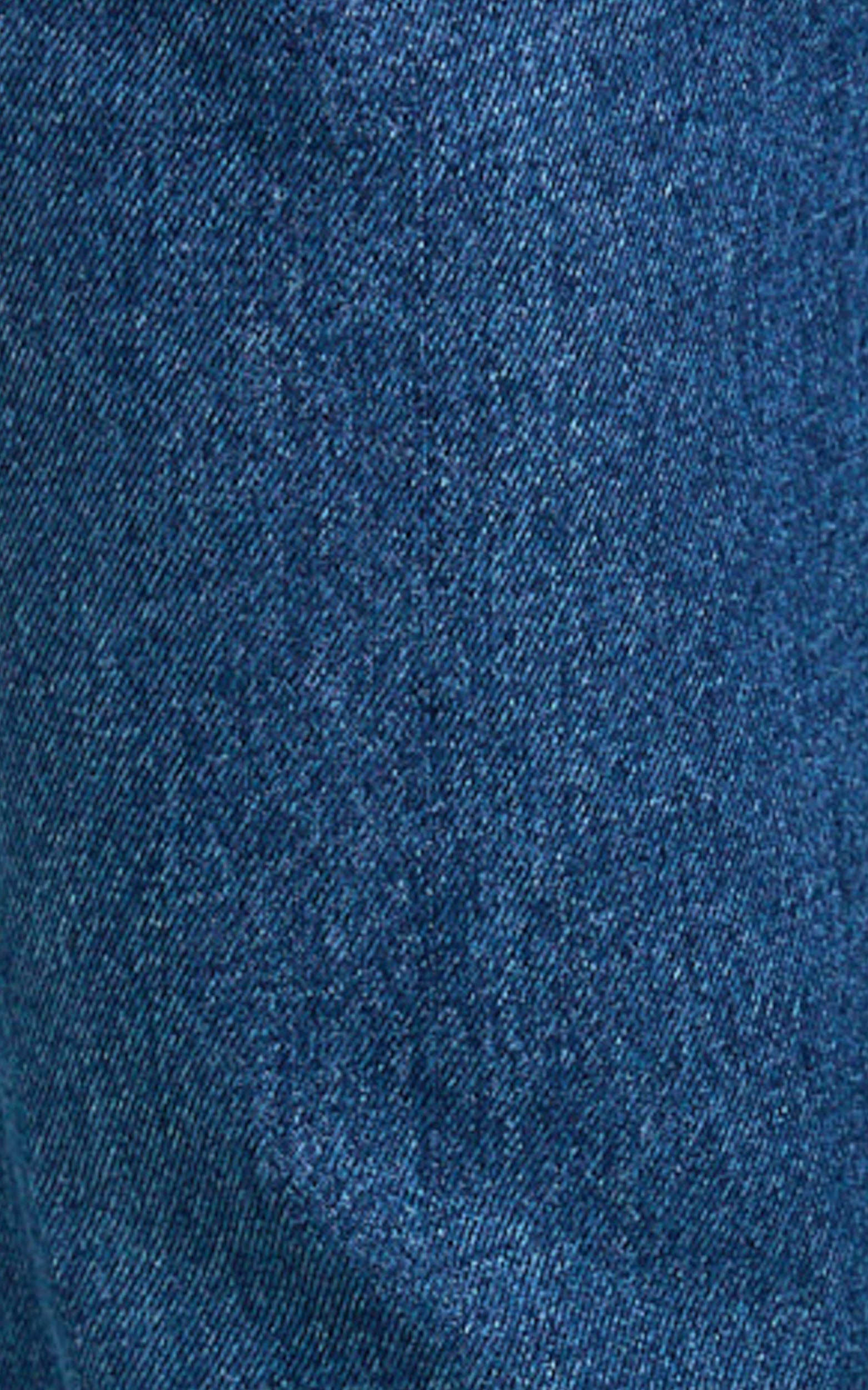 Enya Jeans - High Waist Wide Leg Pleated Denim Jeans in Dark Mid Blue