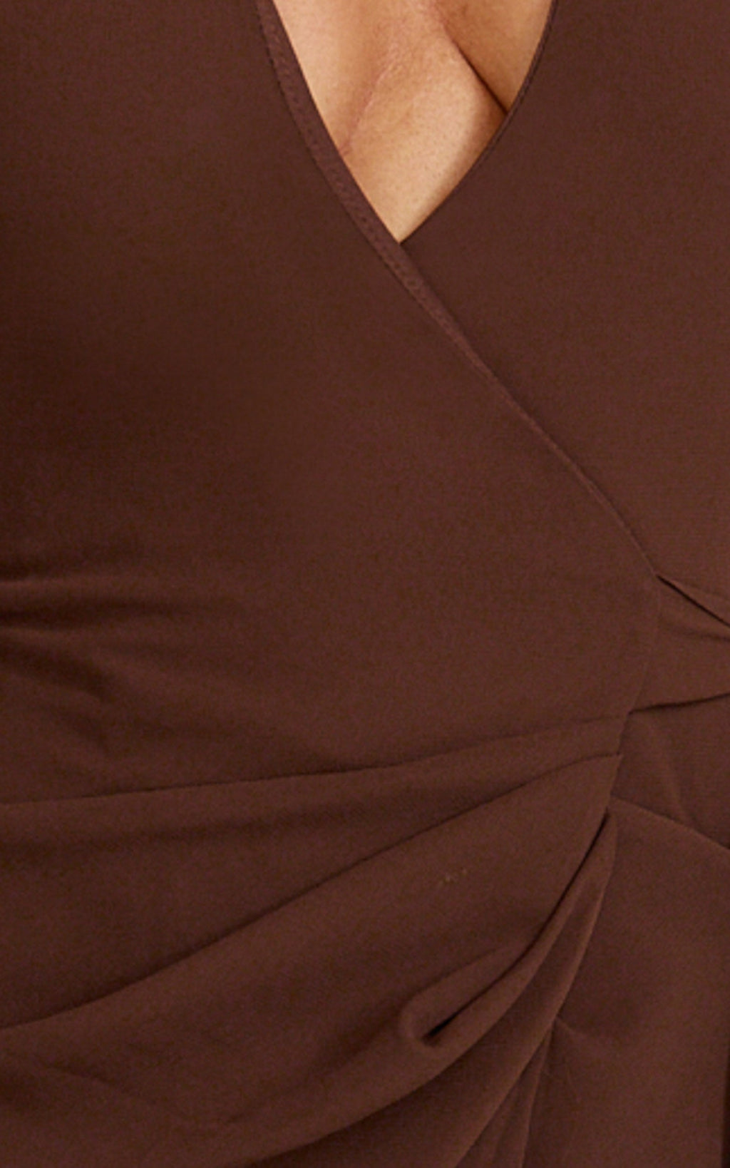 Eva Maxi Dress - Plunge Halter Wrap Dress in Chocolate