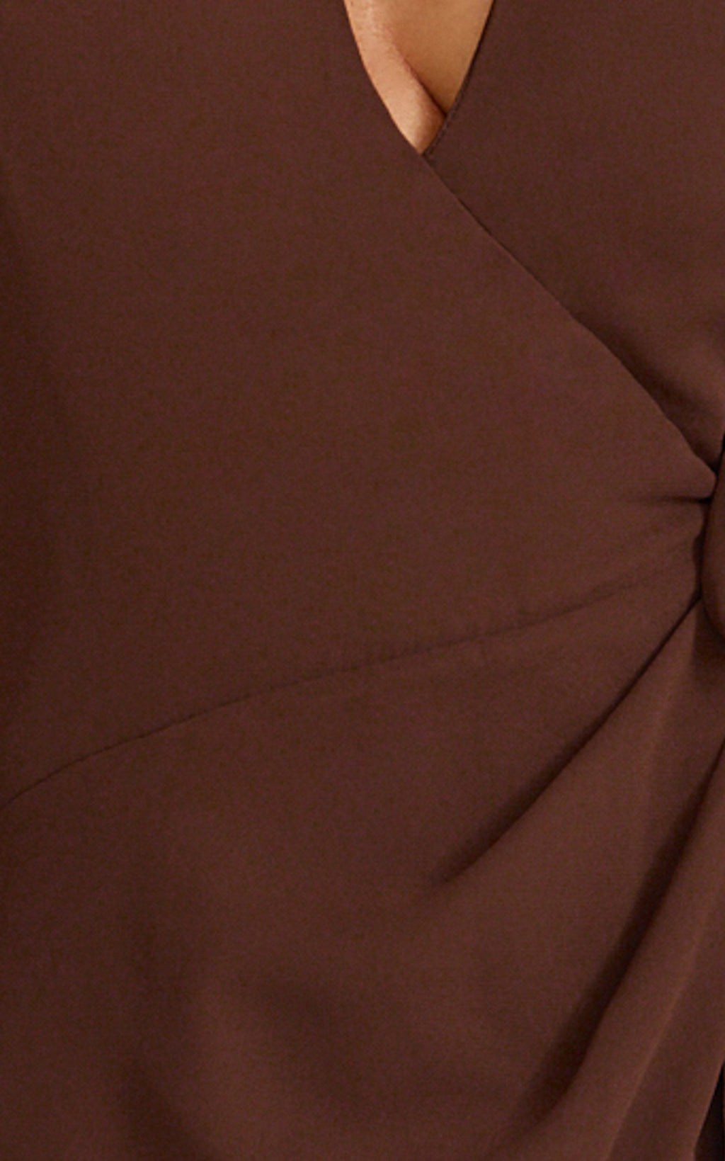 Eva Mini Dress - Plunge Halter Wrap Dress in Chocolate