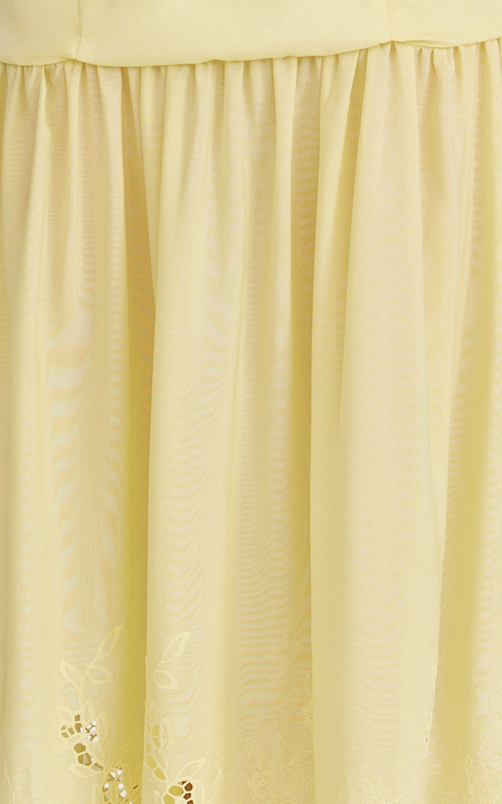 Everly Maxi Dress - Straight Neck Broderie Cut Out Hem Dress in Lemon