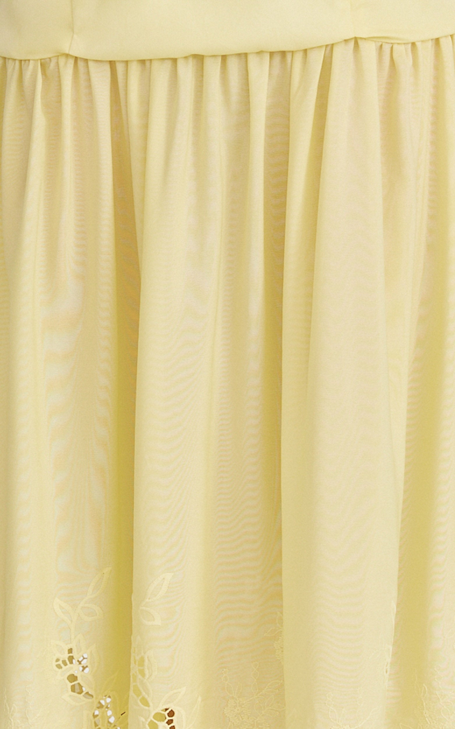 Everly Maxi Dress - Straight Neck Broderie Cut Out Hem Dress in Lemon
