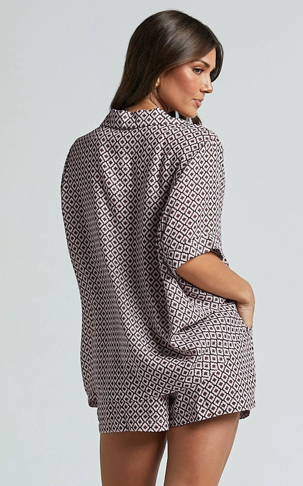 Brunita Shorts - High Waisted Tie Shorts in Moroccan Geo print
