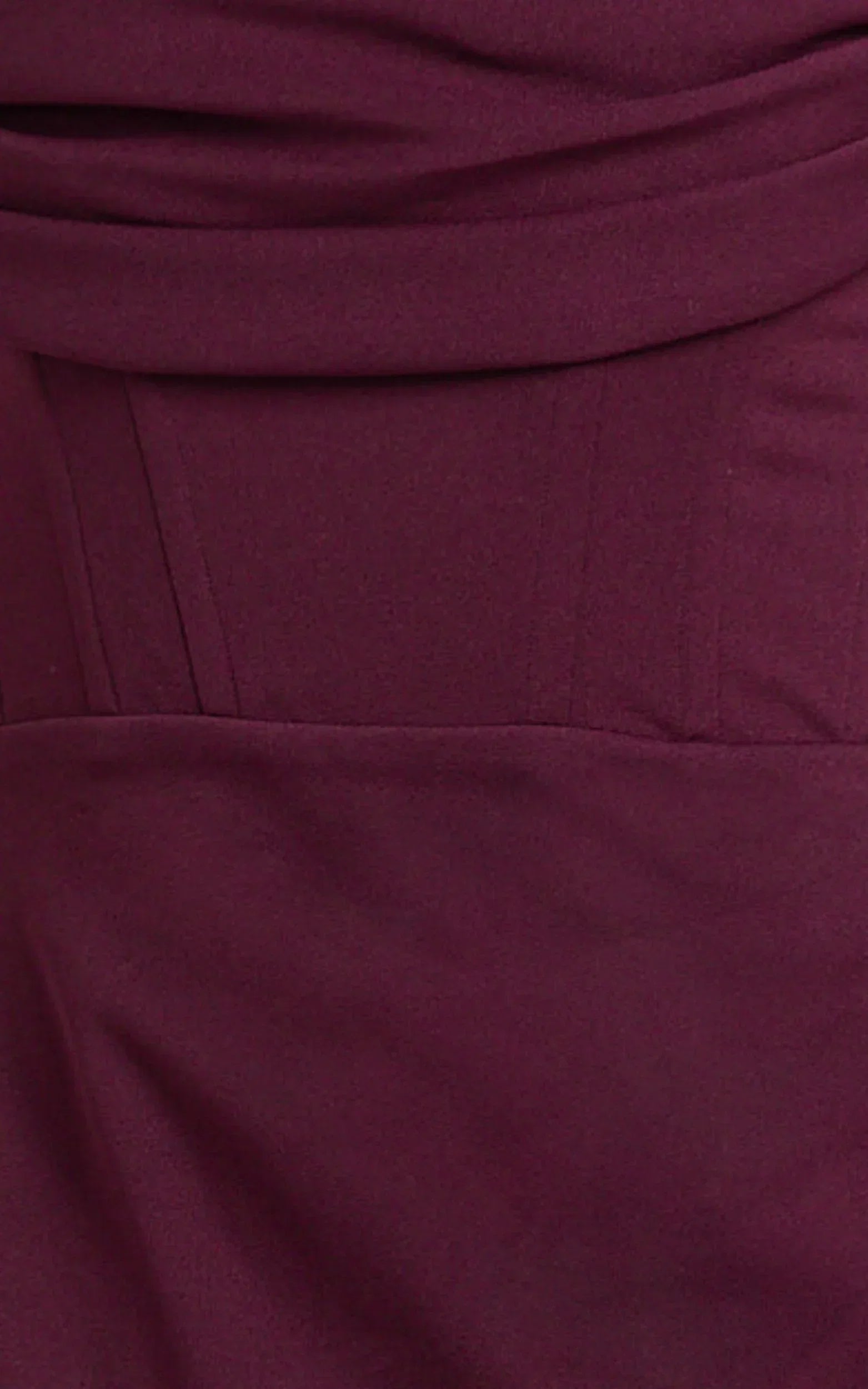 Marcel Maxi Dress - Off Shoulder Corset High Split Dress in Wine