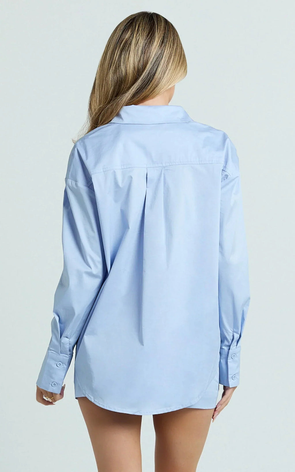 Noemie Top - Over Sized Button Down Shirt in Cornflower Blue