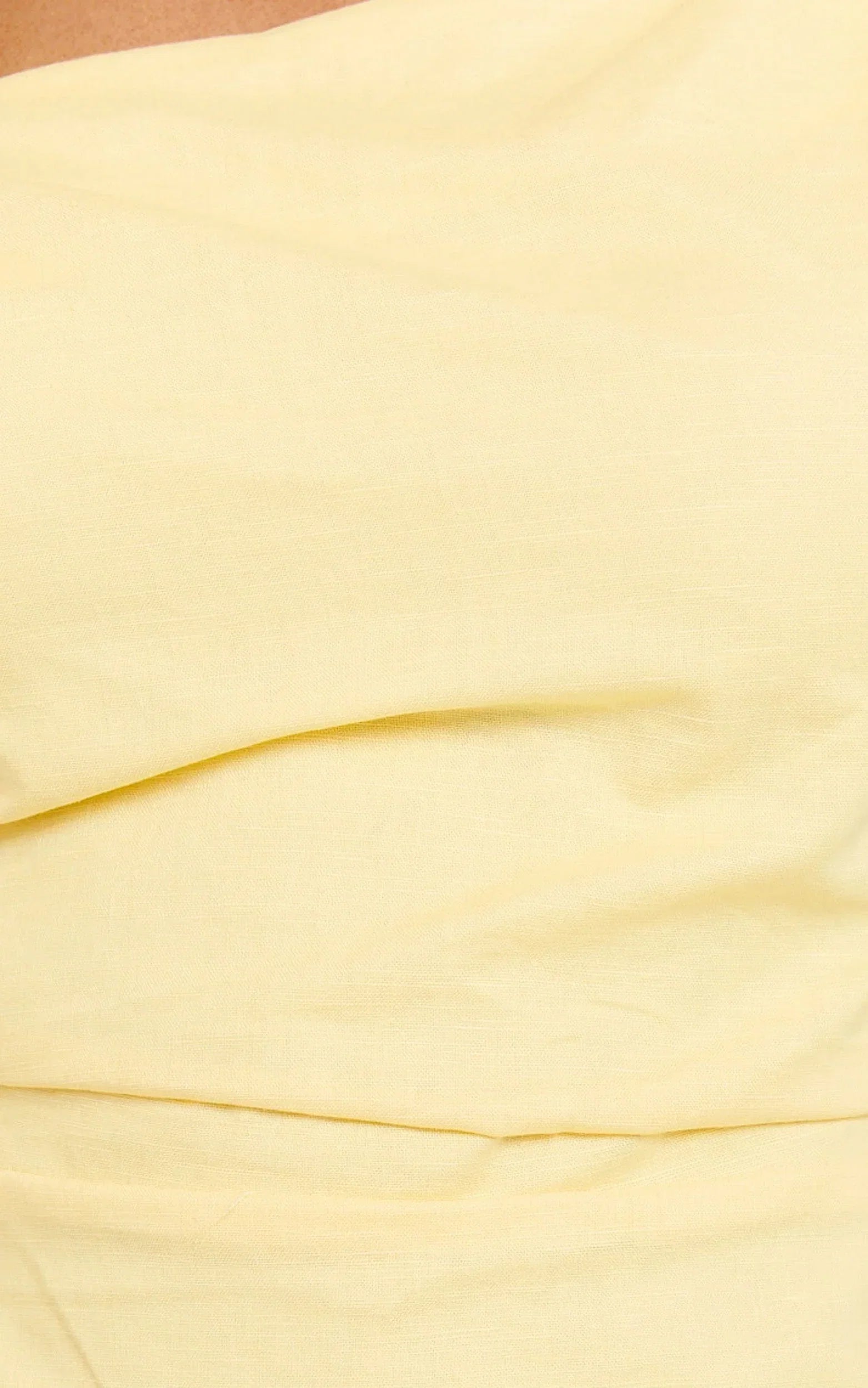 Jeofina Mini Dress - Off The Shoulder Linen Look Dress in Lemon
