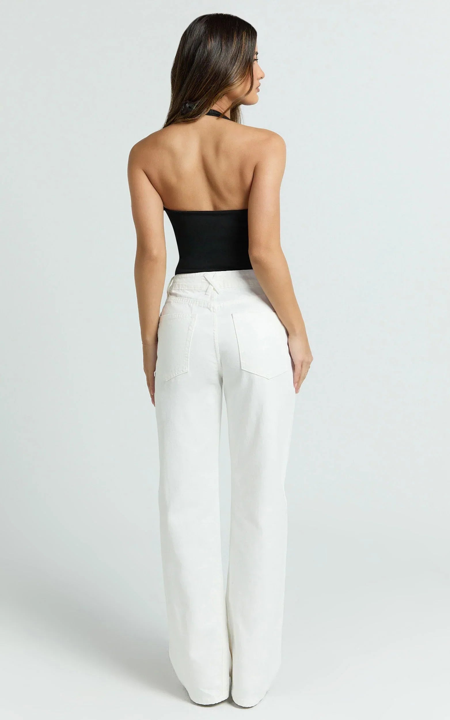 Abbie Jeans - Mid Rise Straight Leg Recycled Denim Jeans in Ecru
