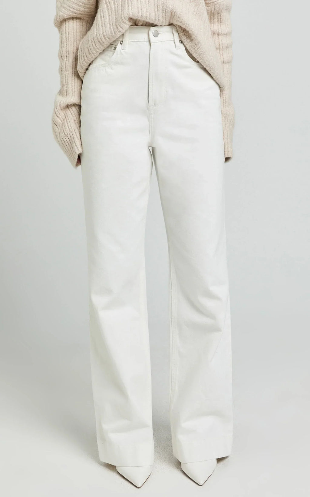 Dexter Jeans - High Waisted Straight Leg Denim Jeans in Ecru
