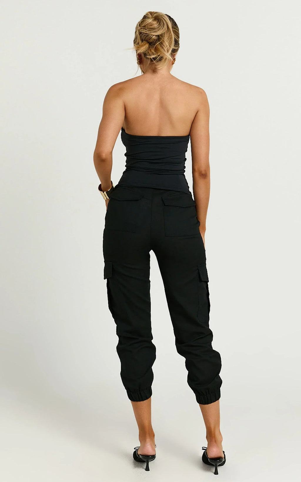 Kayla Pants - Mid Rise Cargo Pants in Black