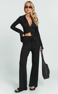 Kelsey Pants - High Drawstring Waist Knit Pants in Black