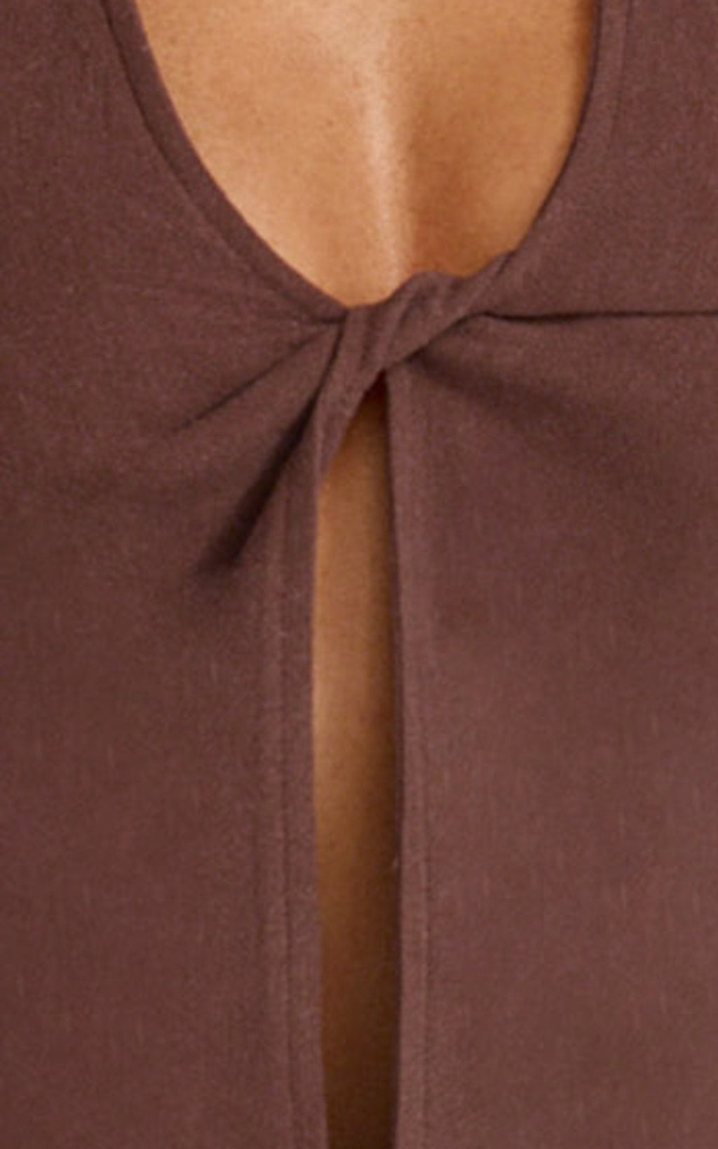 Griffin Top - Front Twist Halter Neck Top in Chocolate