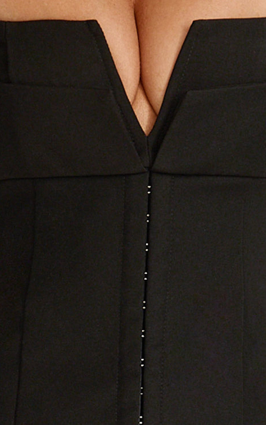Odette Mini Dress - Plunge V Neck A Line Dress in Black